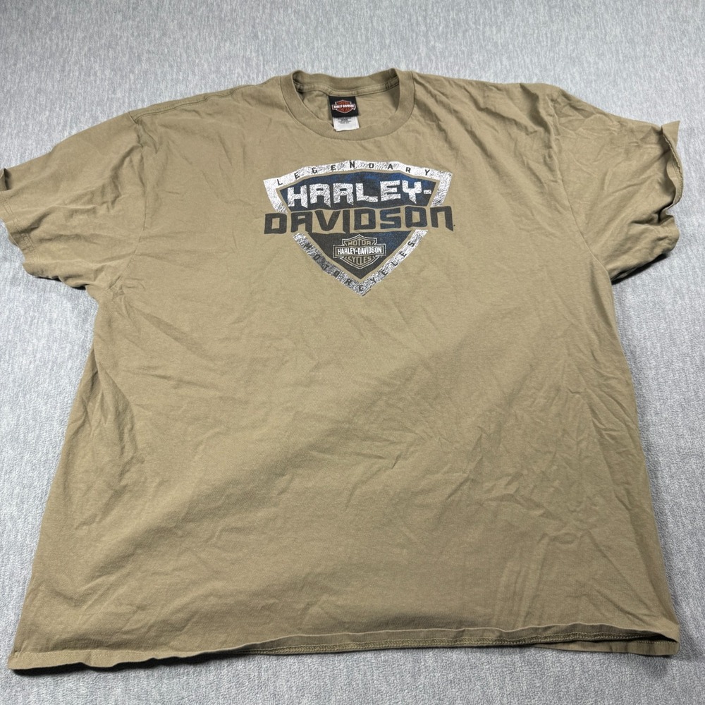 Harley-Davidson Shirt Mens 2XL Green Legendary Shield Logo Graphic T-Shirt